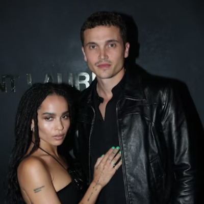 Zoë Kravitz and her ex-husband, Karl Glusman, in black outfits.
